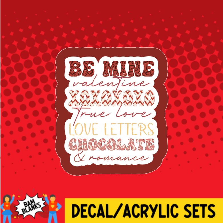 Valentine Words - DECAL AND ACRYLIC SHAPE #DA0680