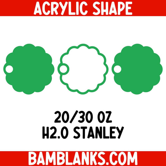 20 or 30 oz Scalloped Circle Shaker Tumbler Tag - Acrylic Shape #2507