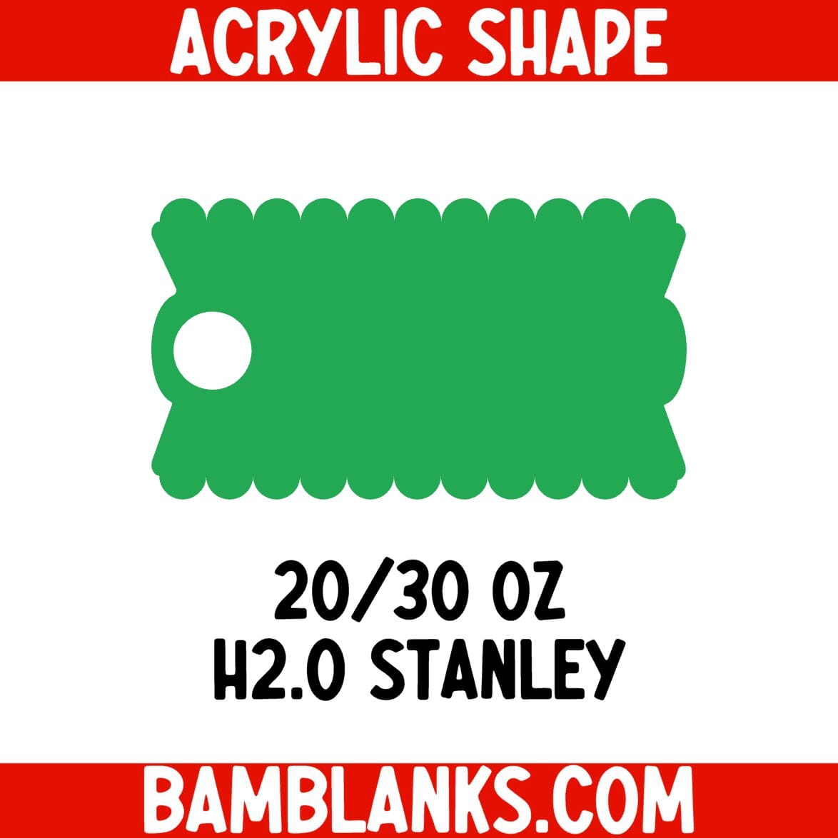 20 or 30 oz Scalloped Rectangle Tumbler Tag - Acrylic Shape #2501