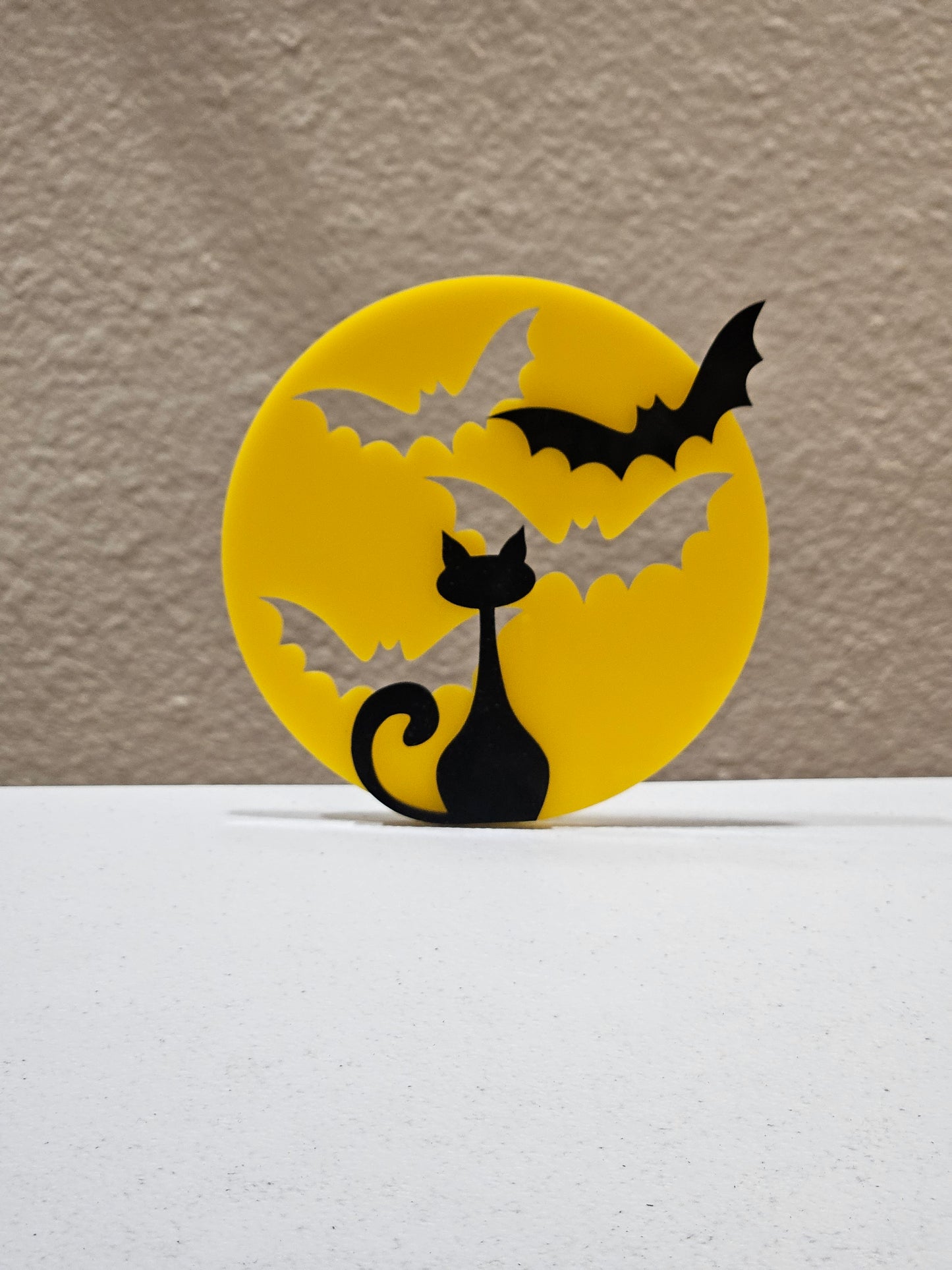 Cat and Bat Moon Night Light - Acrylic Shape #NL0003