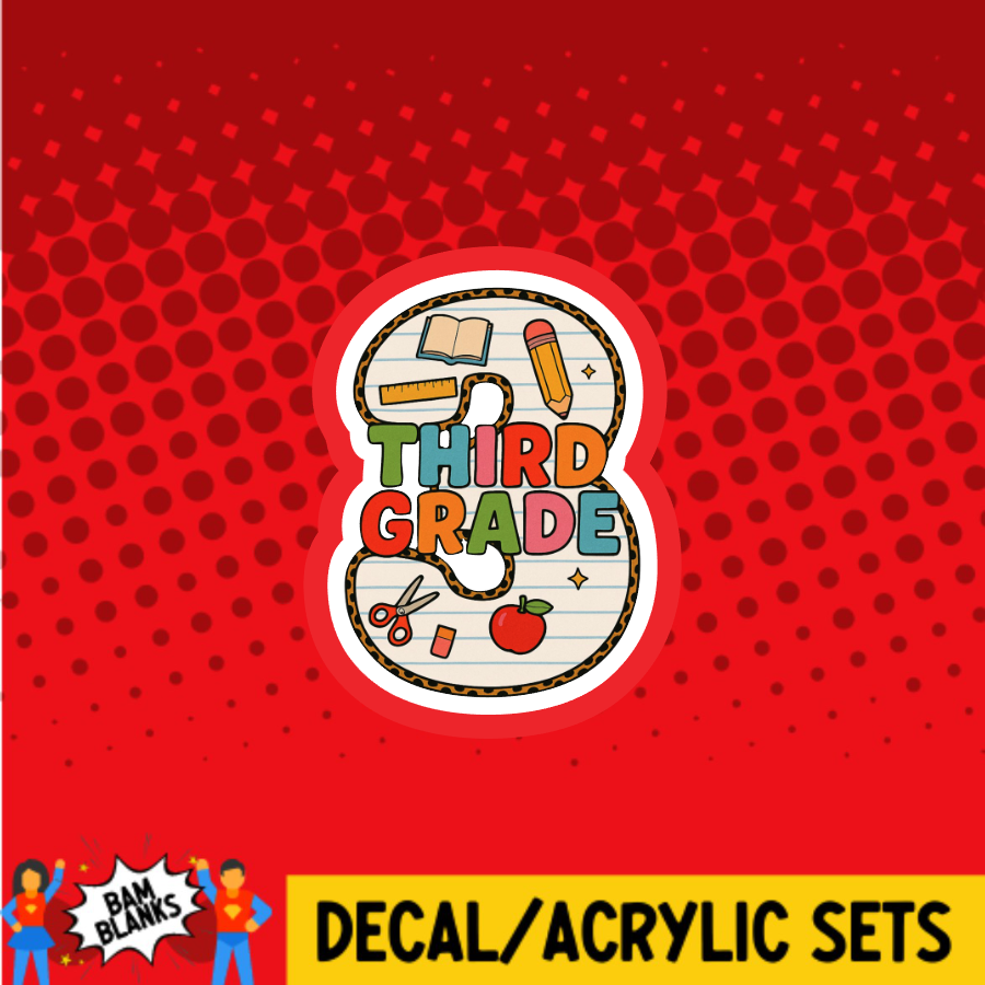 3rd Grade Notebook Paper - DECAL AND ACRYLIC SHAPE #DA03722