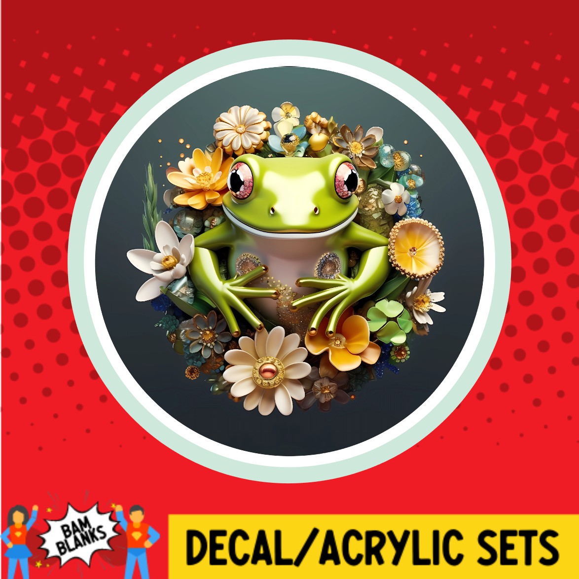 3D Frog Circle - DECAL AND ACRYLIC SHAPE #DA02238