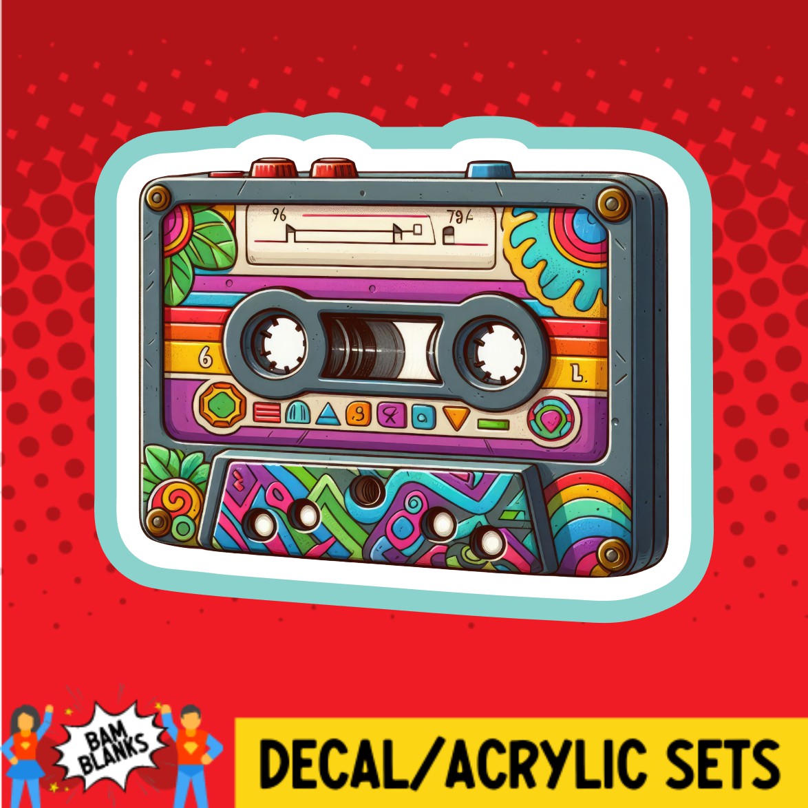 90s Cassette - DECAL AND ACRYLIC SHAPE #DA02349