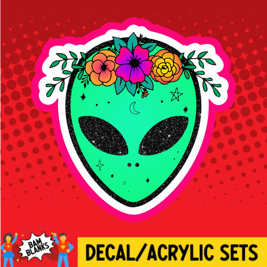 Alien Head with Flowers - DECAL AND ACRYLIC SHAPE #DA02209