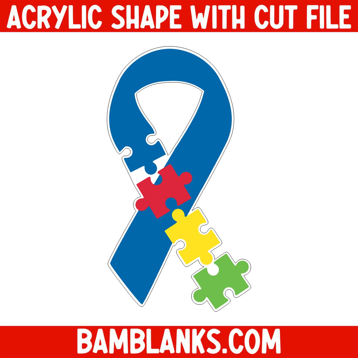 Autism Ribbon - Acrylic Shape #342