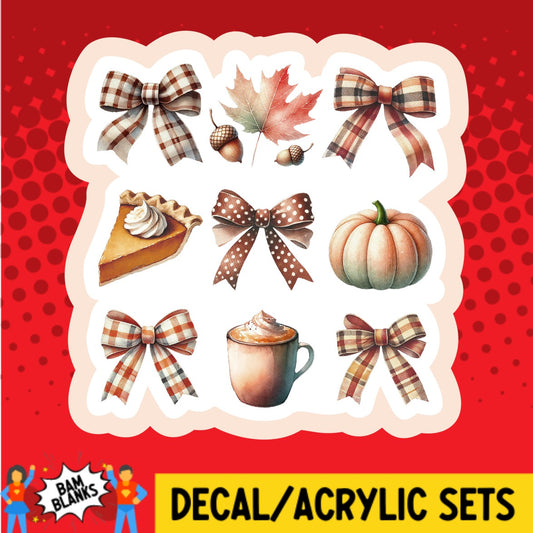 Autumn Coquette Bow Collage - DECAL AND ACRYLIC SHAPE #DA03339