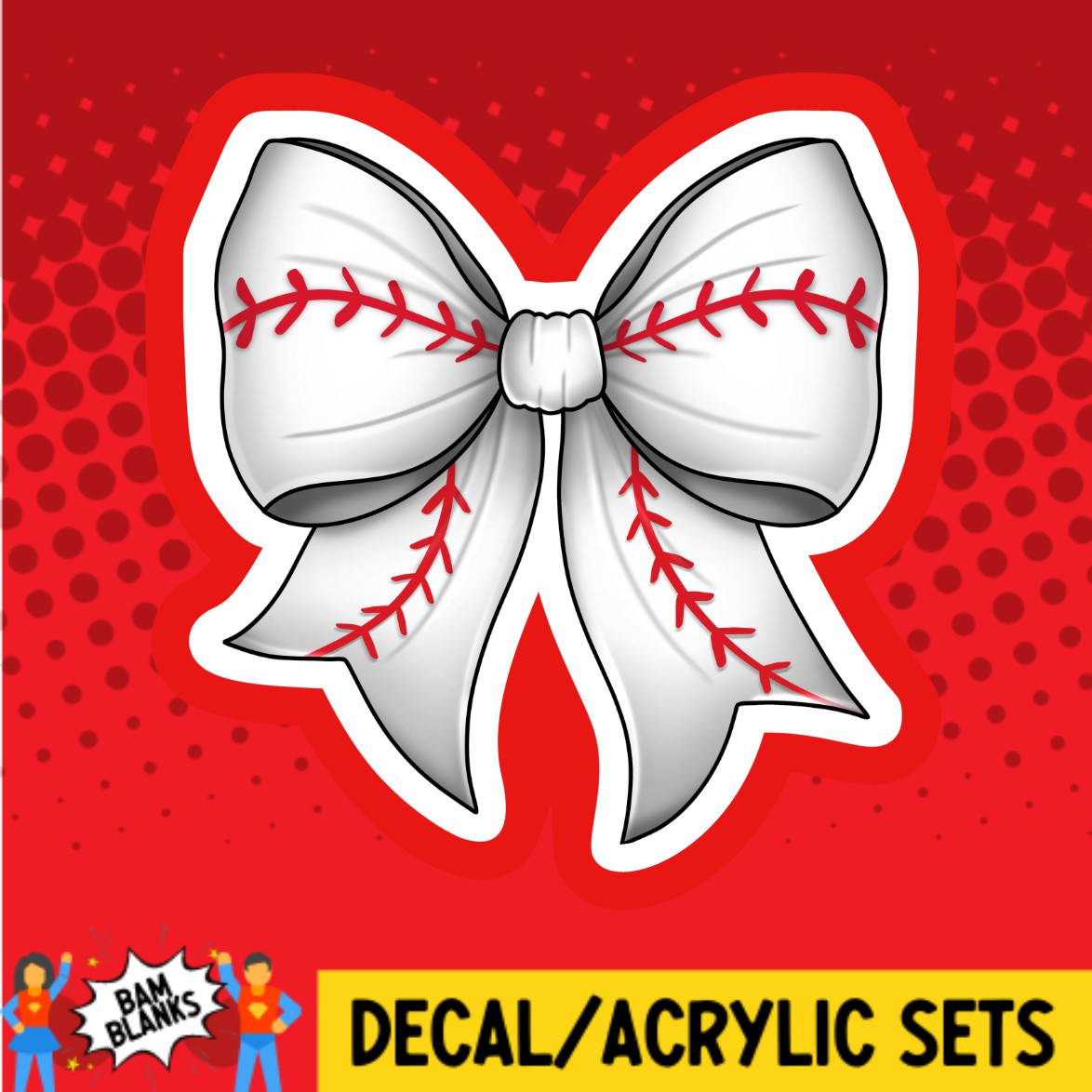 Baseball Coquette Bow - DECAL AND ACRYLIC SHAPE #DA03315