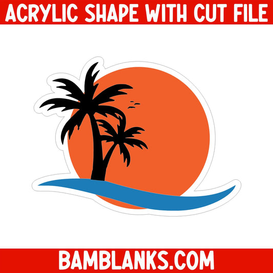 Beach Sunset - Acrylic Shape #374