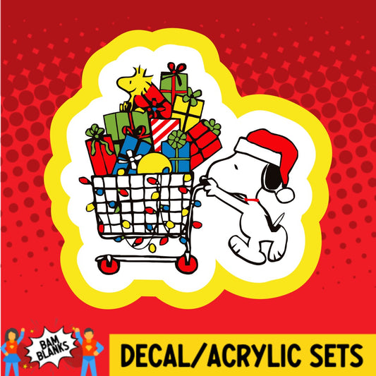 Beagle Christmas Cart - DECAL AND ACRYLIC SHAPE #DA02486