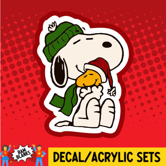 Beagle and Bird Christmas - DECAL AND ACRYLIC SHAPE #DA02483