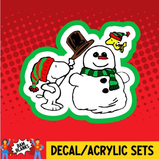 Beagle and Bird with Snowman - DECAL AND ACRYLIC SHAPE #DA02484