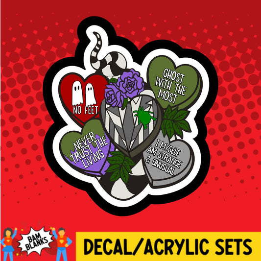 Beetlejuice Candy Hearts - DECAL AND ACRYLIC SHAPE #DA03226