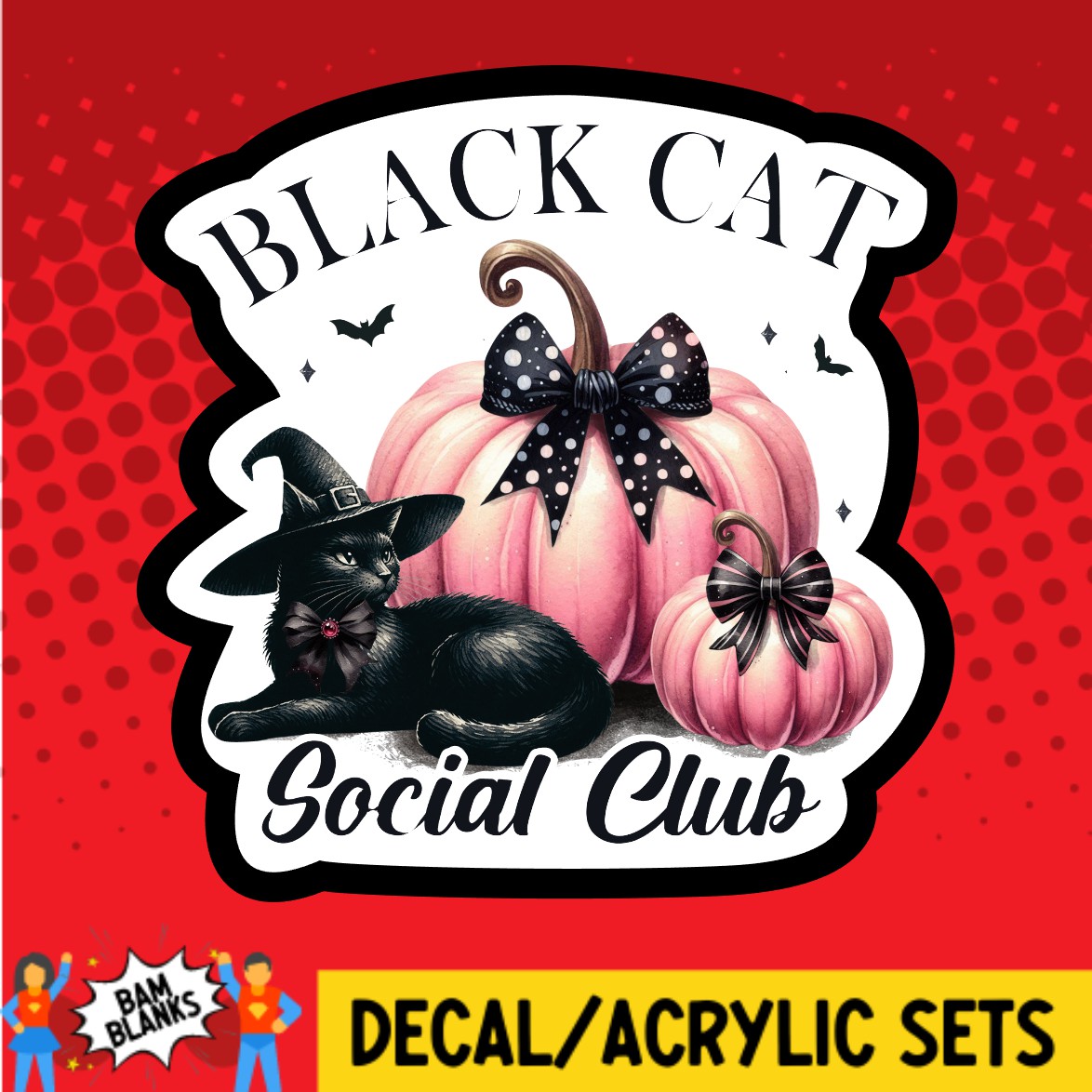 Black Cat Social Club Pink Pumpkins - DECAL AND ACRYLIC SHAPE #DA03104