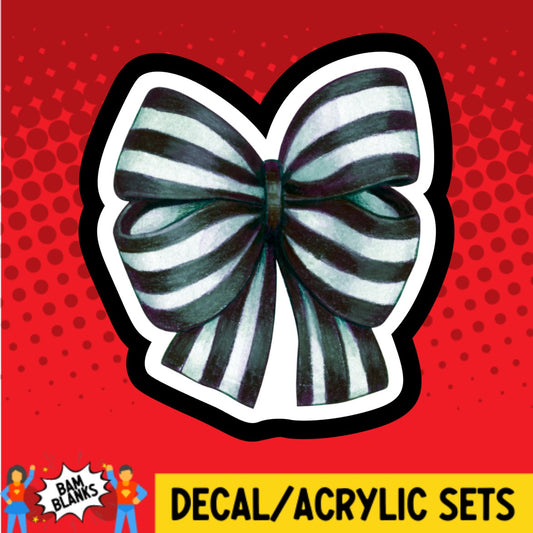 Black and White Stripe Coquette Bow - DECAL AND ACRYLIC SHAPE #DA03283