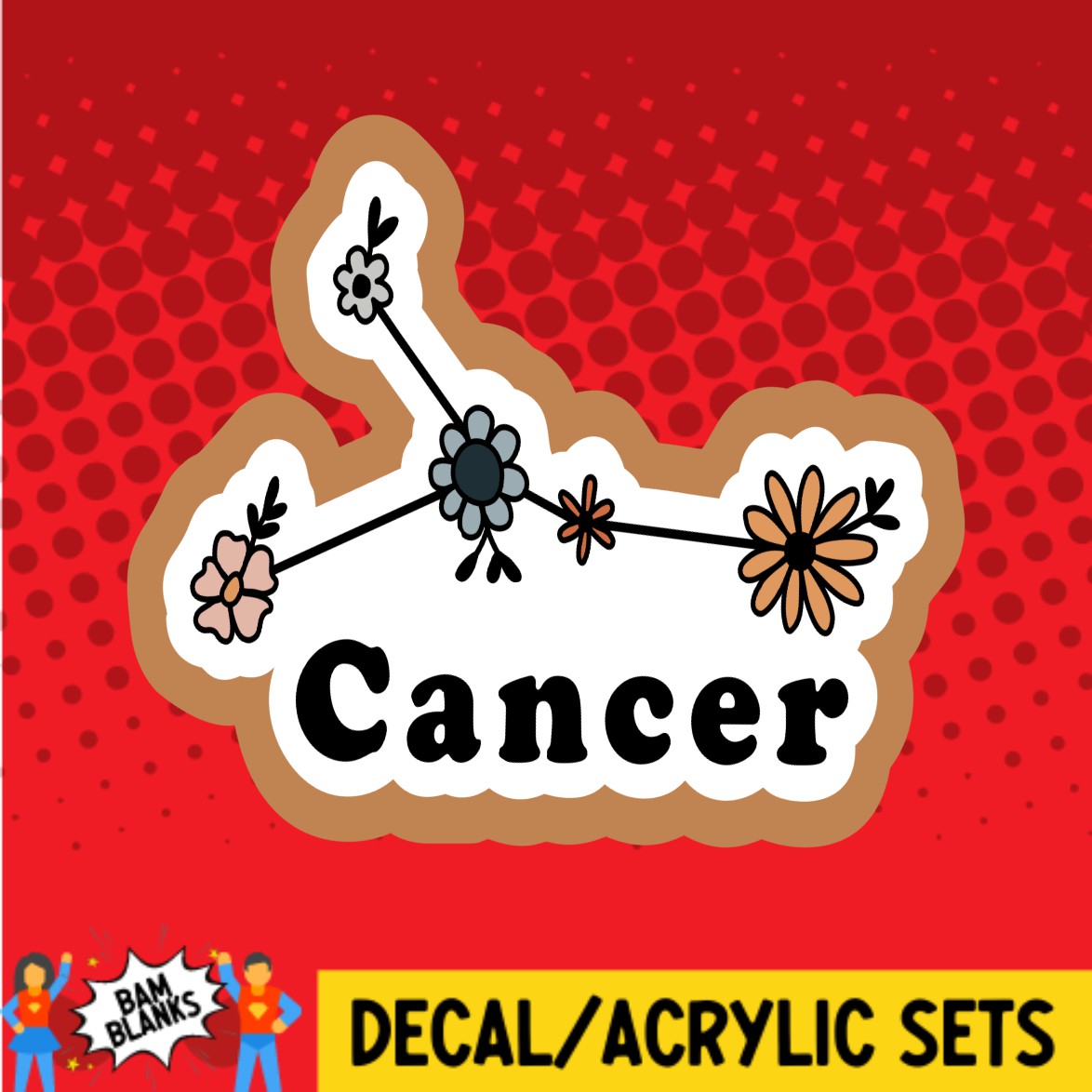 Cancer Floral Zodiac - DECAL AND ACRYLIC SHAPE #DA03141