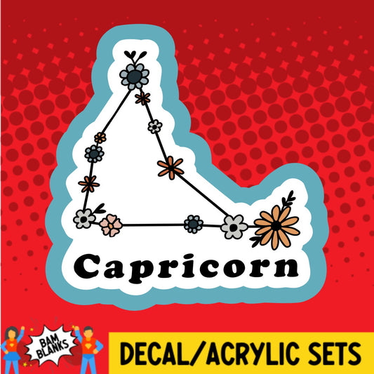 Capricorn Floral Zodiac - DECAL AND ACRYLIC SHAPE #DA03142