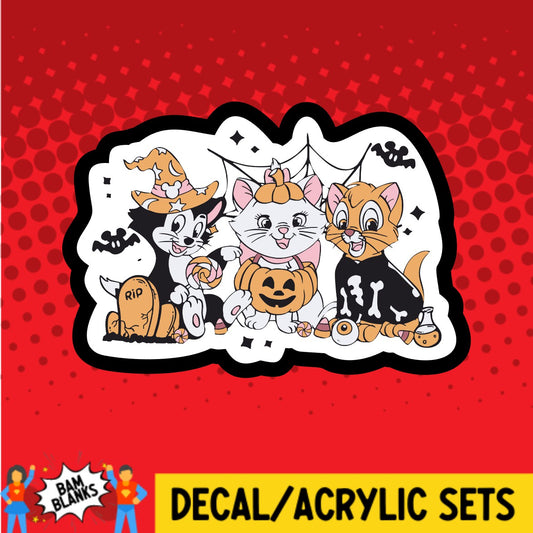 Cartoon Cat Friends Halloween - DECAL AND ACRYLIC SHAPE #DA03313