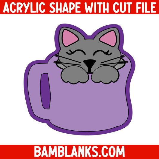 Cat in Coffee Mug - Acrylic Shape #204