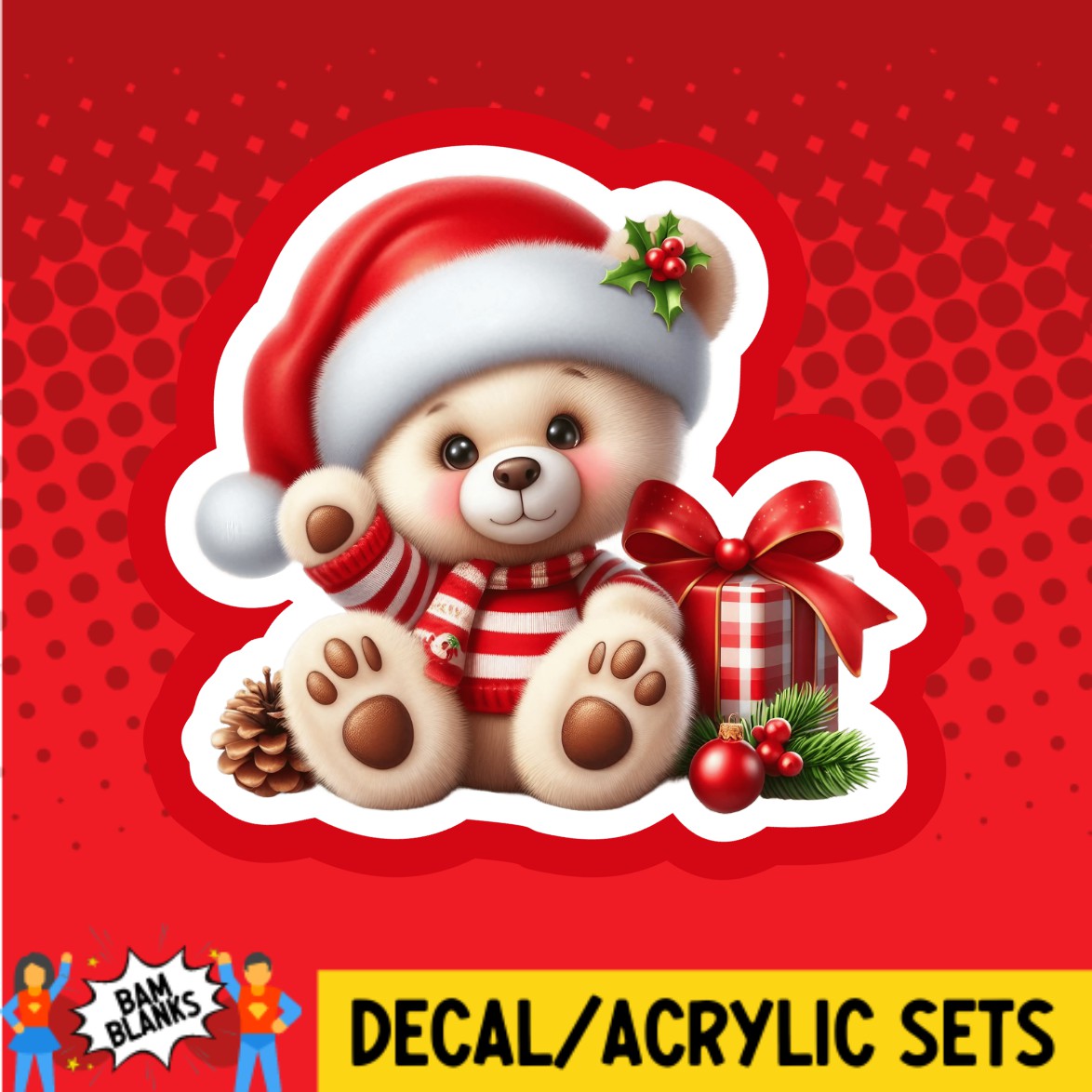 Christmas Bear with Presents - DECAL AND ACRYLIC SHAPE #DA02898