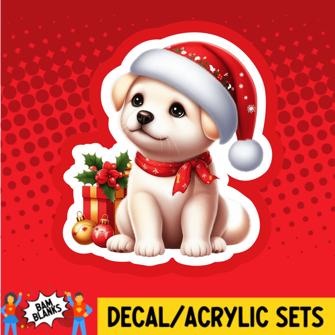 Christmas Dog with Presents - DECAL AND ACRYLIC SHAPE #DA02901