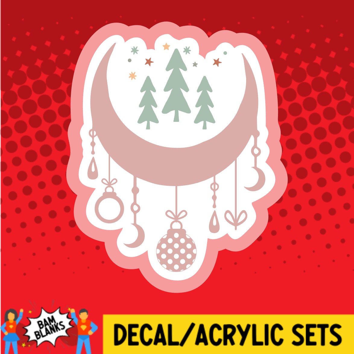 Christmas Moon Ornaments - DECAL AND ACRYLIC SHAPE #DA03395