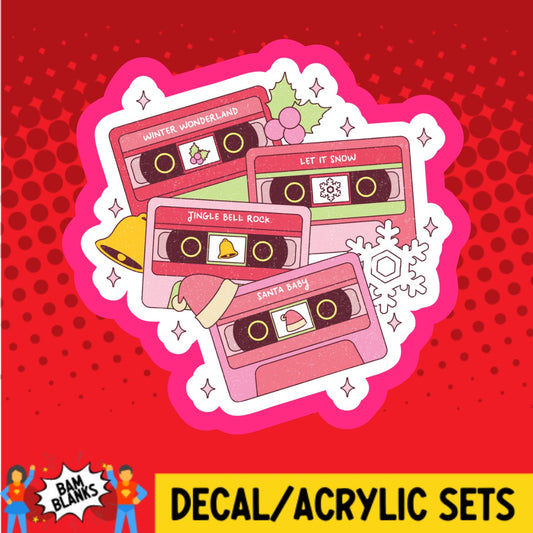 Christmas Retro Cassette Tapes - DECAL AND ACRYLIC SHAPE #DA03397