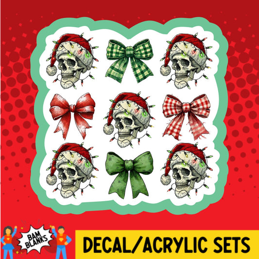 Christmas Skeletons Bows Collage - DECAL AND ACRYLIC SHAPE #DA03398