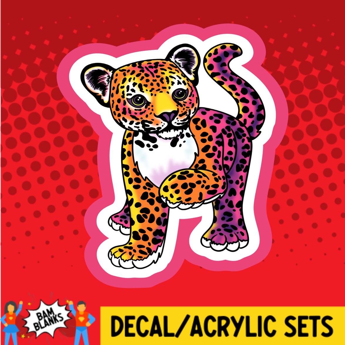 Colorful Cheetah - DECAL AND ACRYLIC SHAPE #DA02682 – BAM Blanks and More