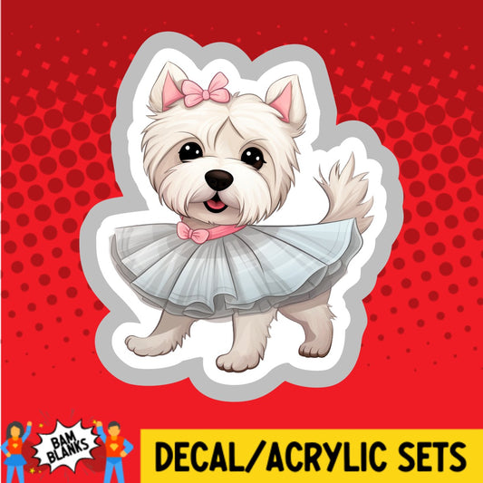 Cute Westie wearing Skirt - DECAL AND ACRYLIC SHAPE #DA03245