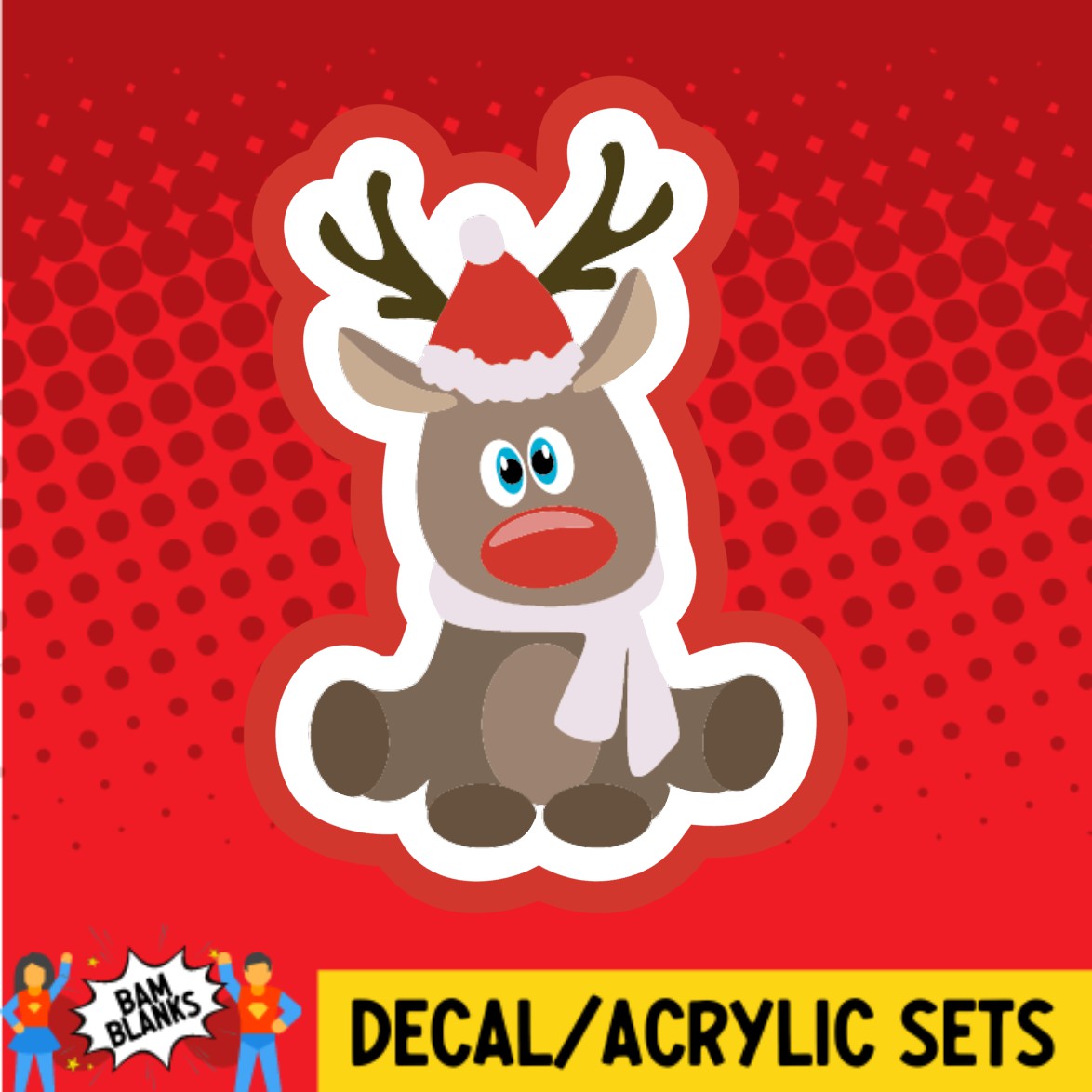 Deer in Santa Hat - DECAL AND ACRYLIC SHAPE #DA02494