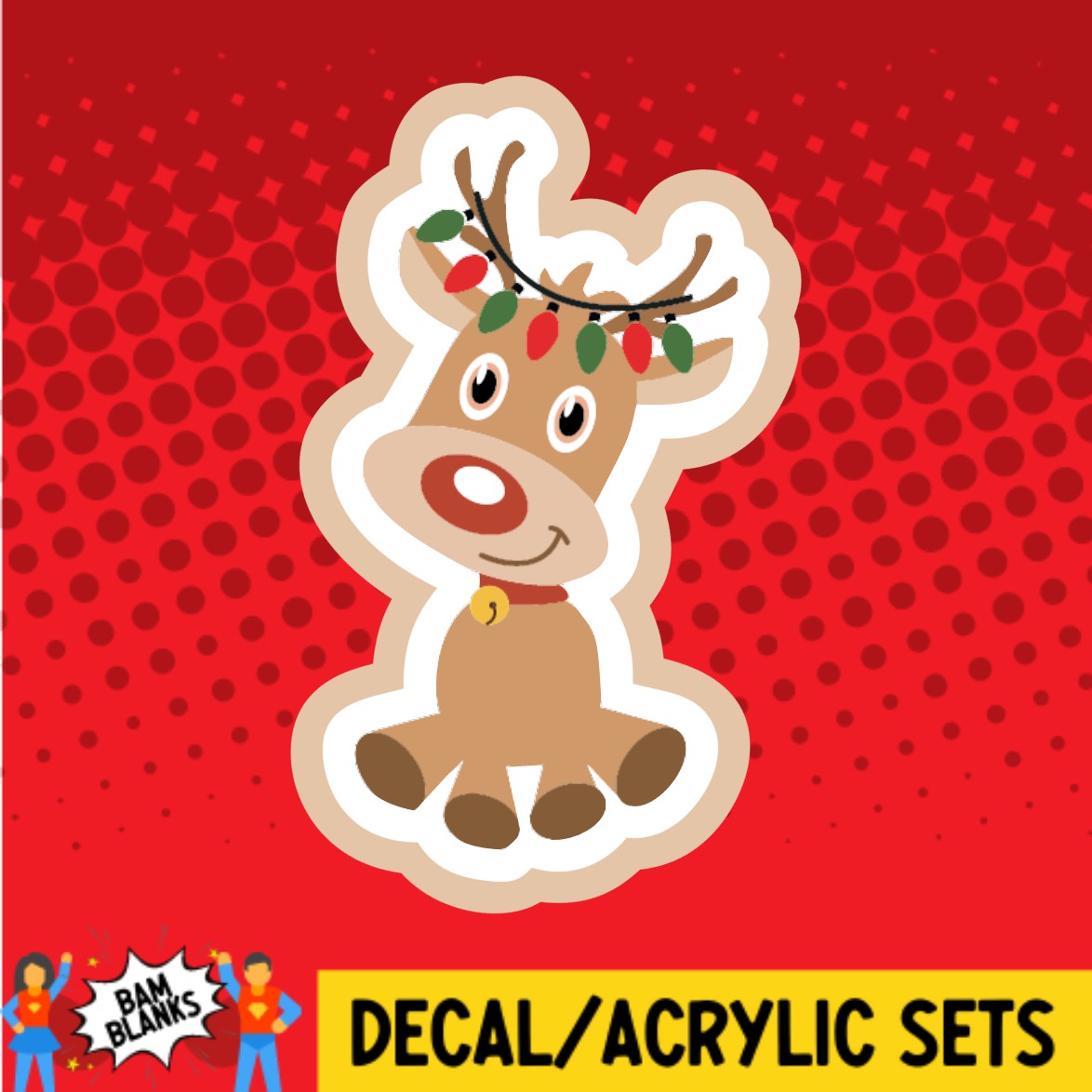 Deer with Christmas Lights - DECAL AND ACRYLIC SHAPE #DA02495