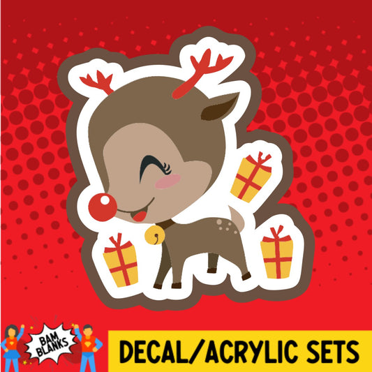 Deer with Gifts - DECAL AND ACRYLIC SHAPE #DA02496