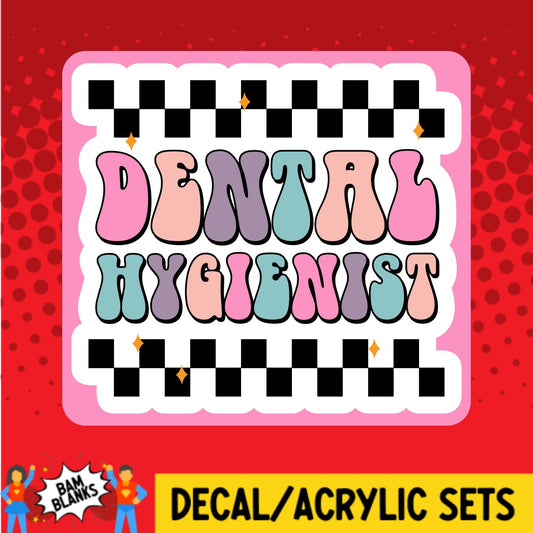 Dental Hygienist Checkered - DECAL AND ACRYLIC SHAPE #DA02223