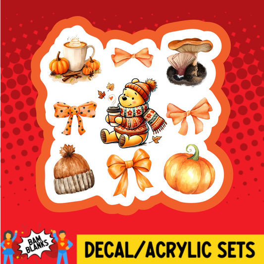 Fall Pooh Collage - DECAL AND ACRYLIC SHAPE #DA03207