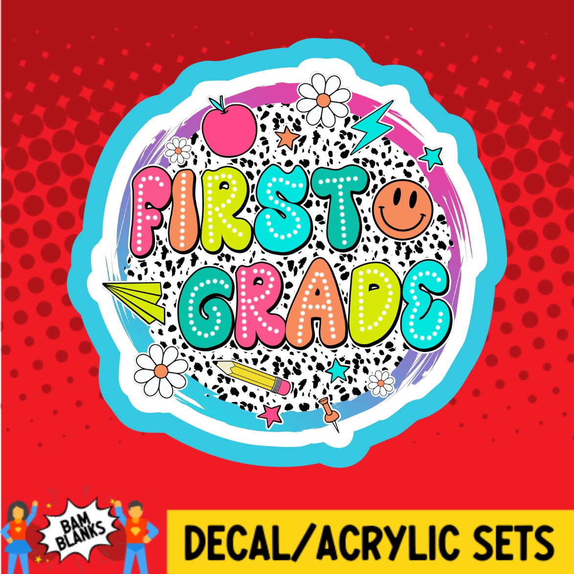 First Grade Retro Circle - DECAL AND ACRYLIC SHAPE #DA03198