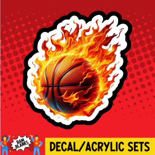 Flaming Basketball - DECAL AND ACRYLIC SHAPE #DA02403