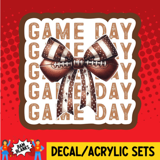 Football Coquette Bow Game Day - DECAL AND ACRYLIC SHAPE #DA03327