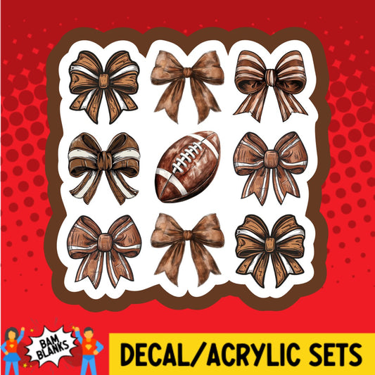 Football Coquette Bows Collage - DECAL AND ACRYLIC SHAPE #DA03328