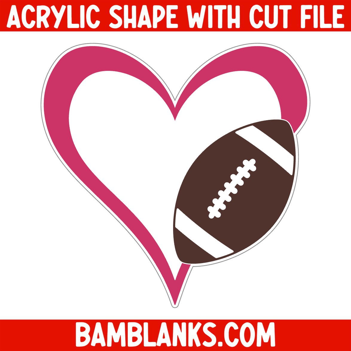 Football Heart - Acrylic Shape #1960