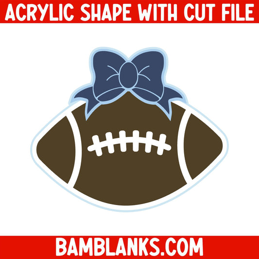 Football with Bow - Acrylic Shape #922