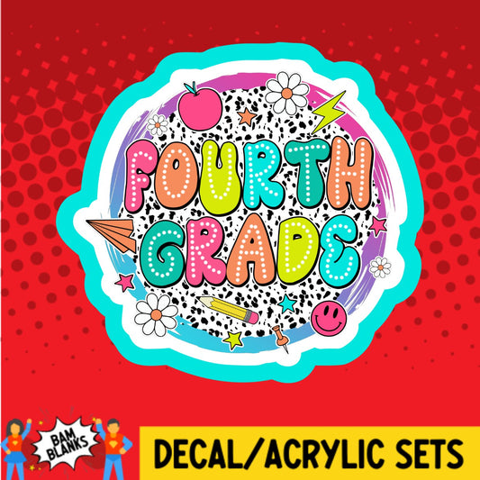 Fourth Grade Retro Circle - DECAL AND ACRYLIC SHAPE #DA03201