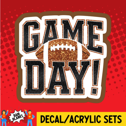 Game Day Glitter Football - DECAL AND ACRYLIC SHAPE #DA03331