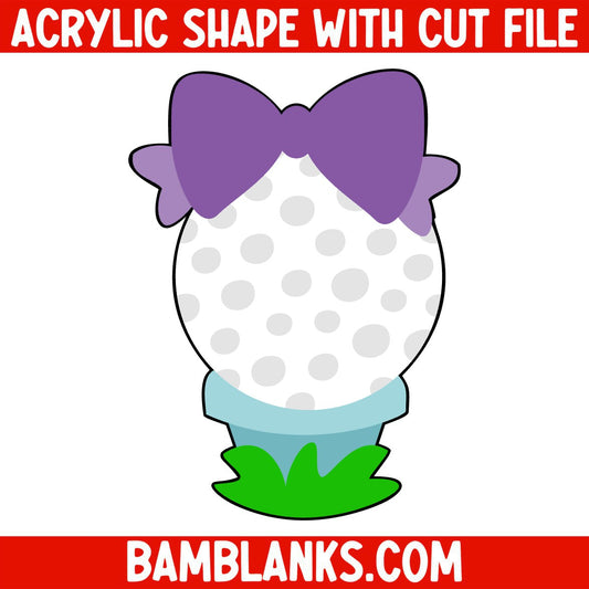 Golfball with Bow - Acrylic Shape #1361