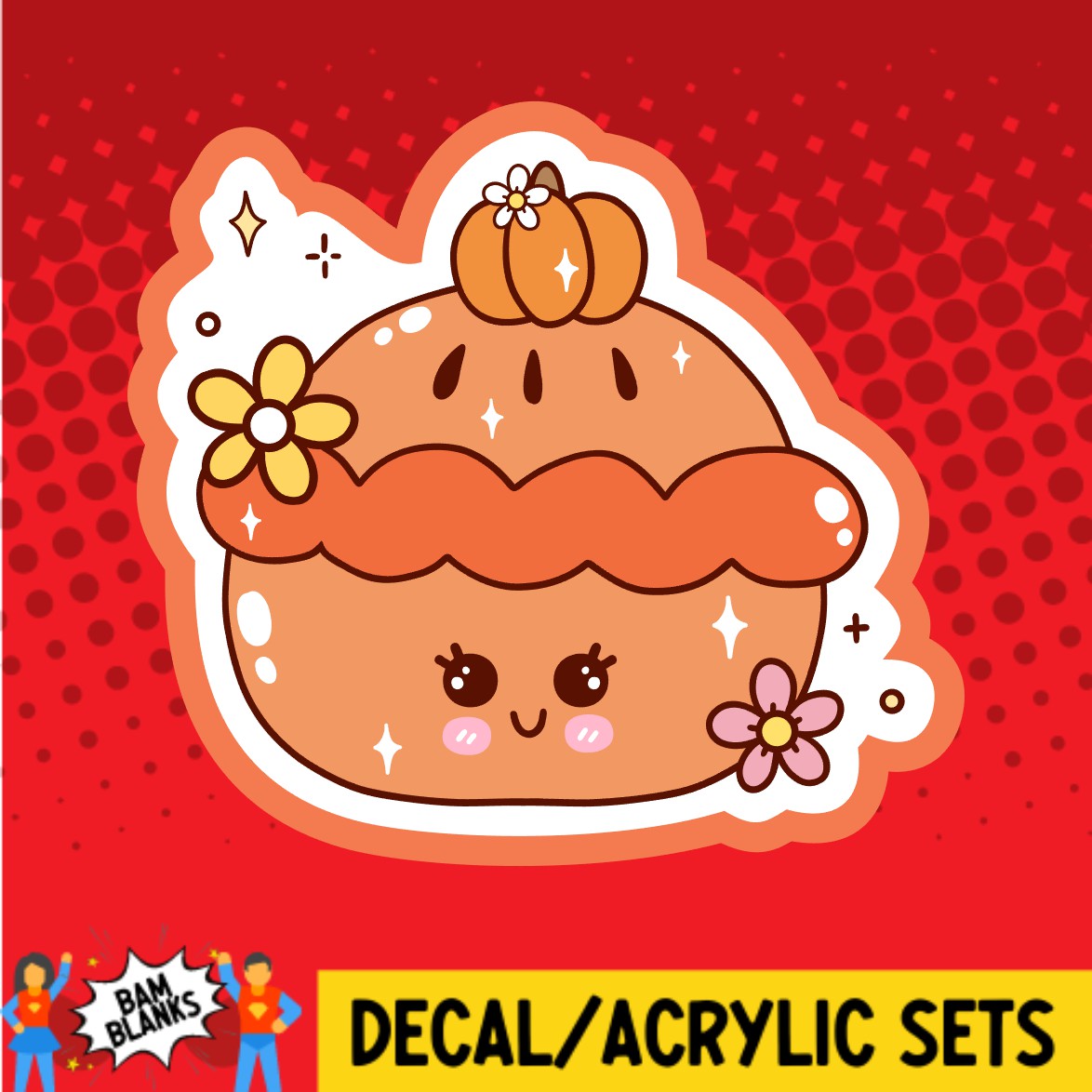 Groovy Cartoon Pumpkin Pie - DECAL AND ACRYLIC SHAPE #DA03290