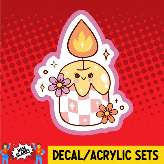 Groovy Checkered Candle - DECAL AND ACRYLIC SHAPE #DA03292