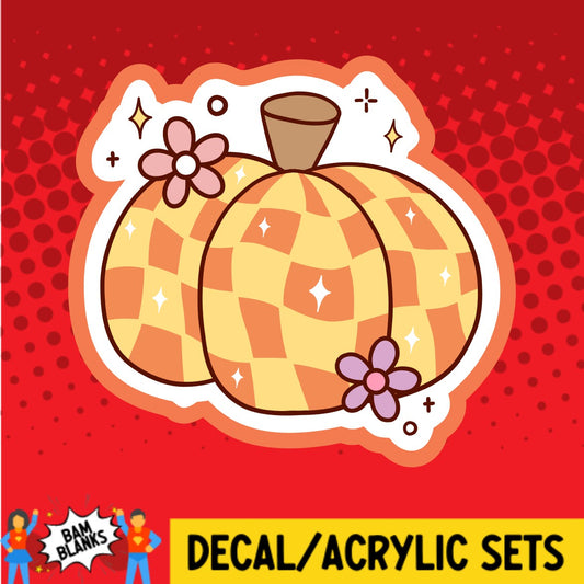 Groovy Checkered Pumpkin - DECAL AND ACRYLIC SHAPE #DA03294