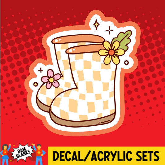 Groovy Checkered Rain Boots - DECAL AND ACRYLIC SHAPE #DA03295