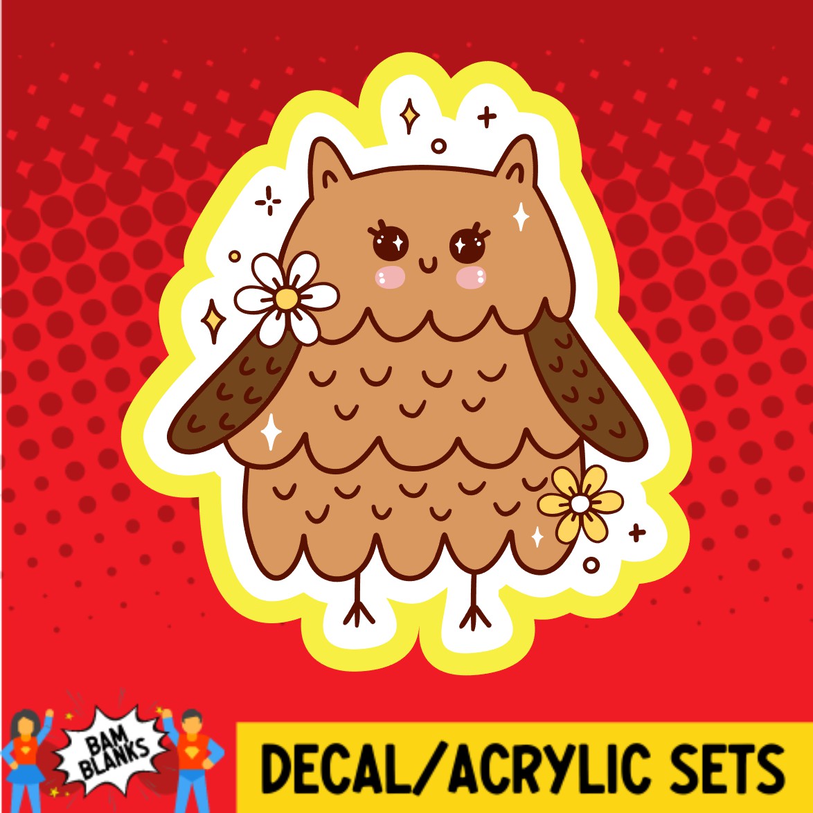 Groovy Cute Cartoon Owl - DECAL AND ACRYLIC SHAPE #DA03297