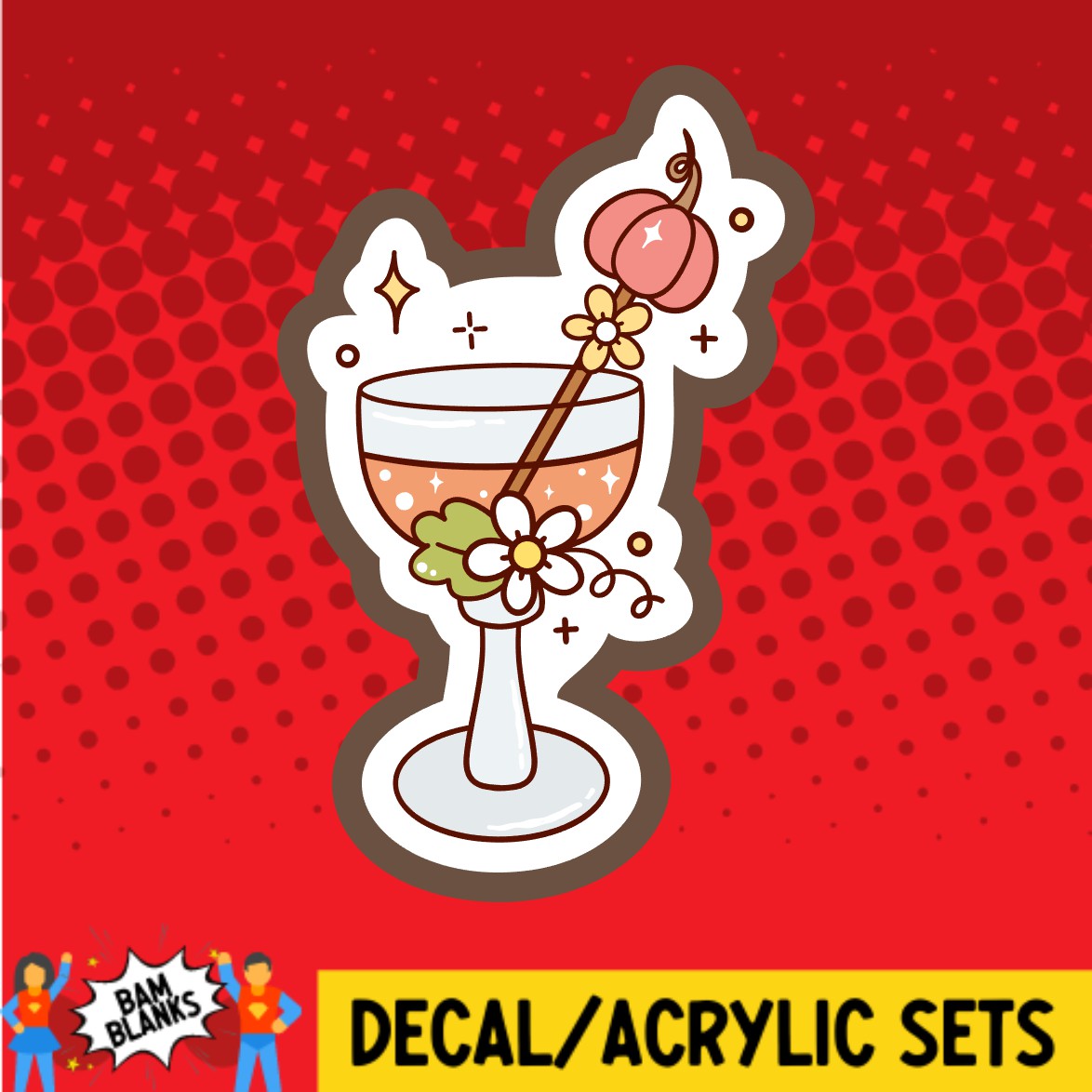 Groovy Fall Cocktail - DECAL AND ACRYLIC SHAPE #DA03300