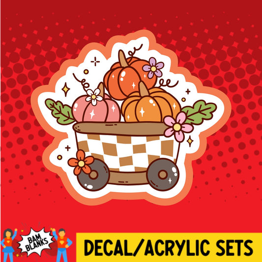 Groovy Fall Wagon With Pumpkins - DECAL AND ACRYLIC SHAPE #DA03355